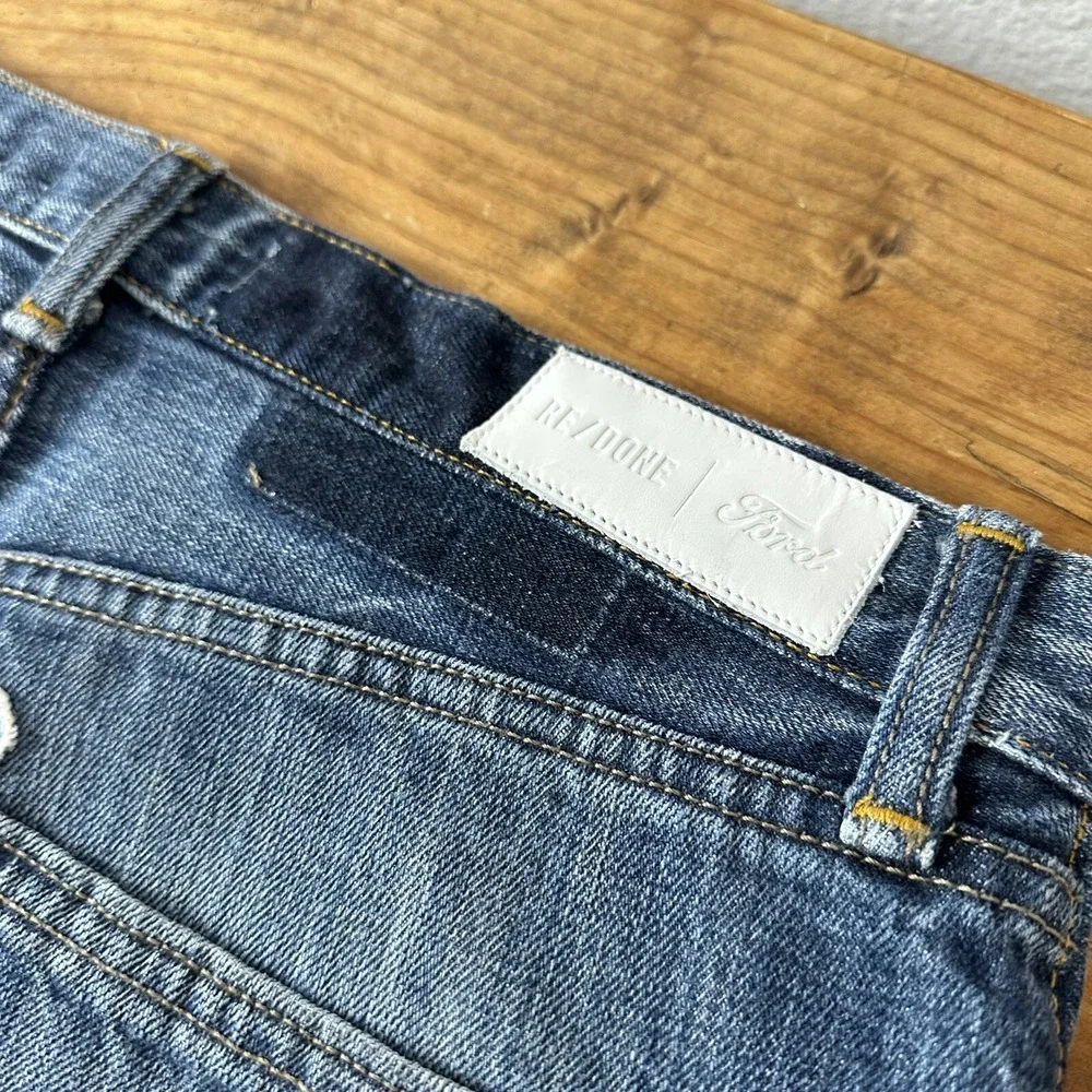 RE/DONE Levi's x Ford Jean Shorts 26 Patches Indigo Reconstructed Retail‎ $350
